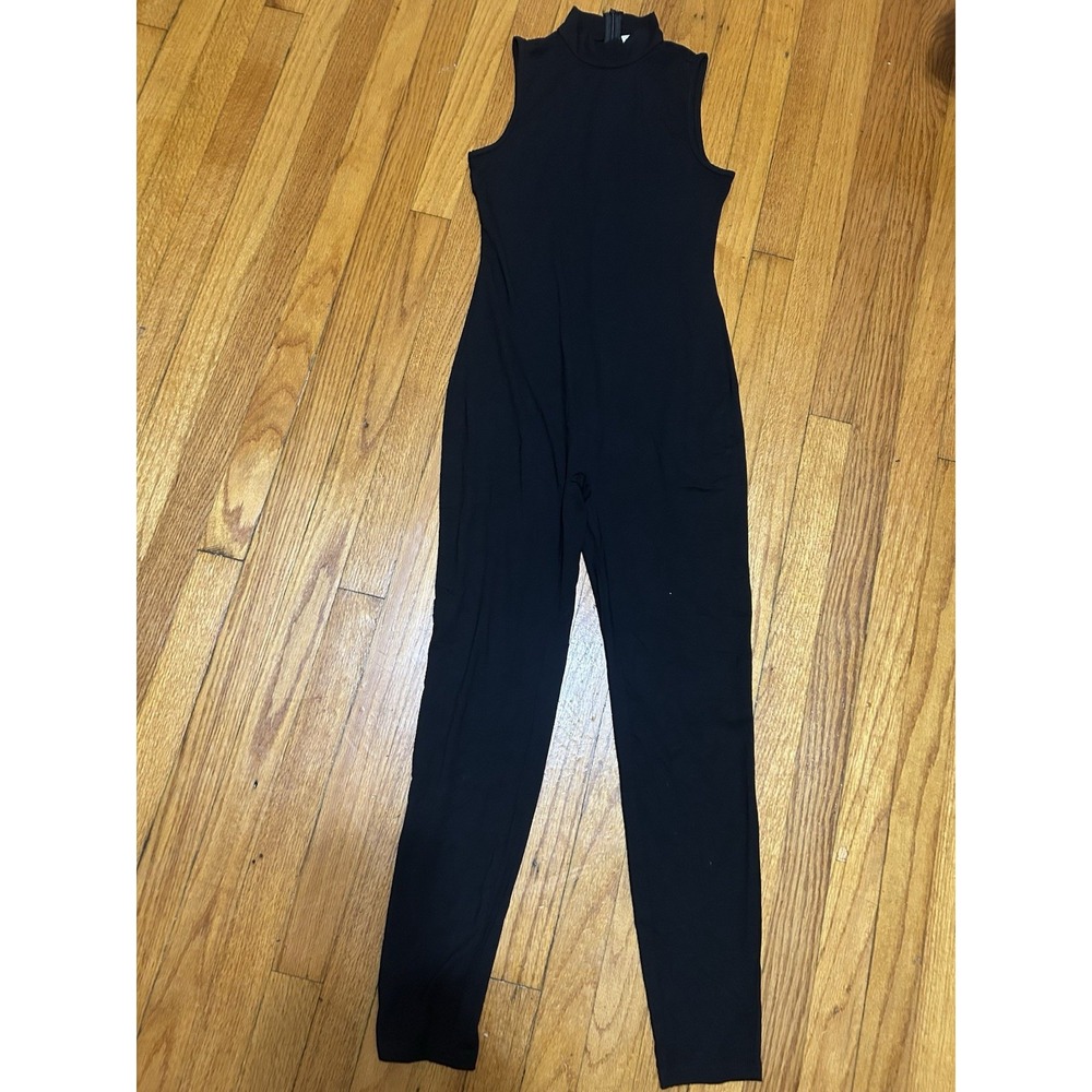 Makemechic Black Knit Stretch Mock Neck Jumpsuit Womens Size Small New